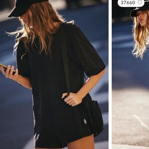 Free People Black Tee Romper